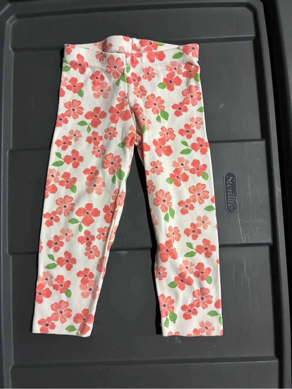Gymboree White Leggings with Coral Floral Print